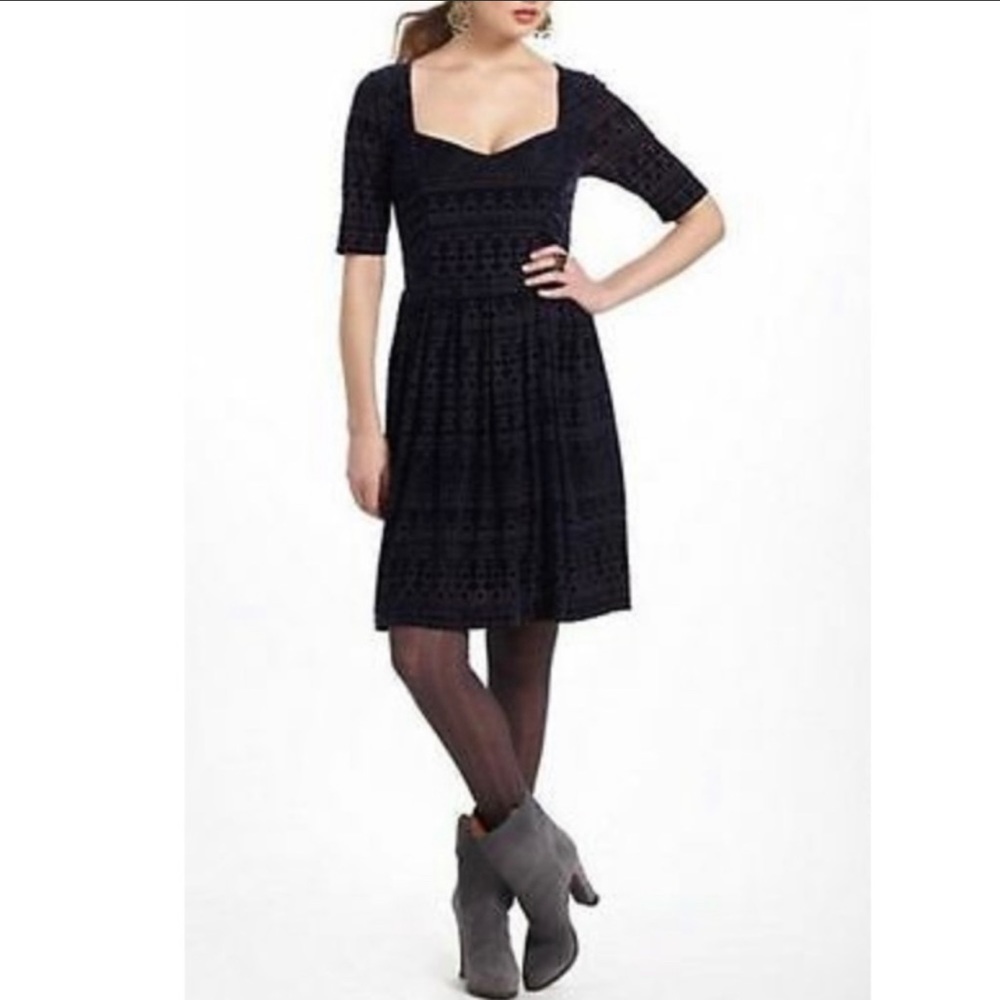 Meadow Rue Anthropologie Geo-Burnout Velvet Dress